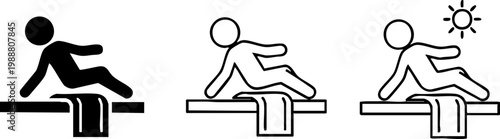 Person with Beach Towel Icons - Summer Vacation Leisure Illustration