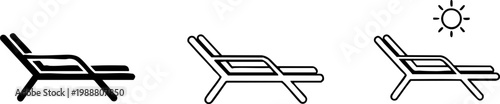 Beach Sun Lounger Vector Icons - Summer Resort Furniture Symbols