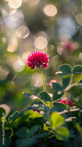 Green plants and clover flowers in nature; the concept of ecology and sustainable development
