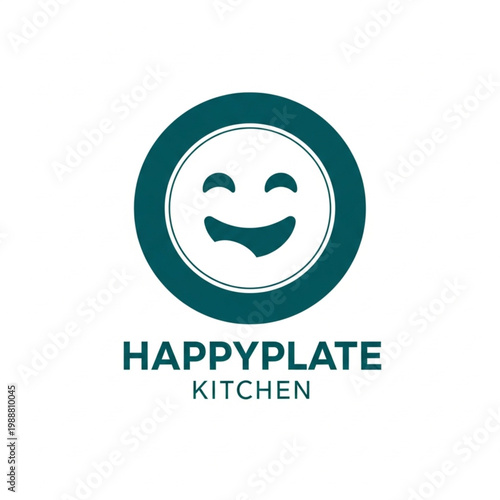 Minimalist Happy Plate Kitchen Logo Design