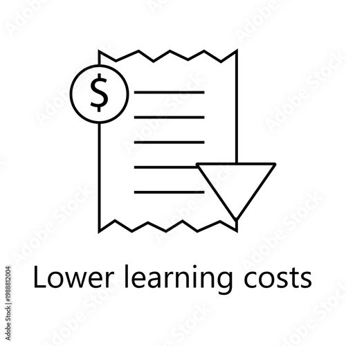 Affordable Education Outline Icon with Price Reduction Concept