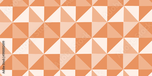 Apricot crush monochrome geometric seamless mosaic pattern with triangles, vector