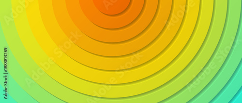 Abstract vibrant geometric background with 3D paper cut layered concentric circles