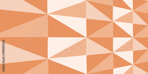 Apricot crush monochrome geometric seamless mosaic pattern with triangles, vector