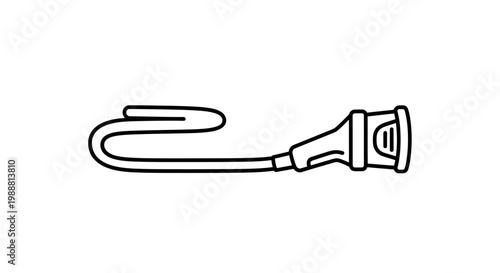 Black and white illustration of an electrical plug with a coiled cord