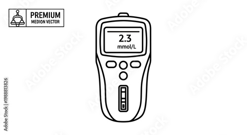Blood Glucose Meter Icon: Digital Device for Diabetes Monitoring and Health Check