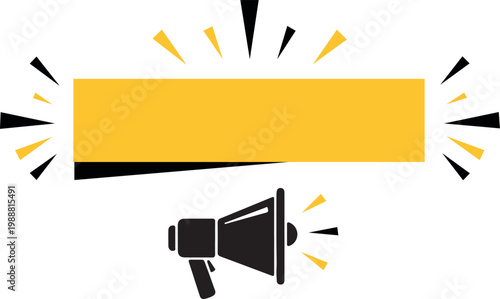 Megaphone Announcement Banner with Blank Space for Marketing Promotion