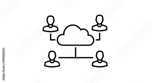 Cloud Computing Network with Connected People Icons, Digital Data Transfer and Collaboration