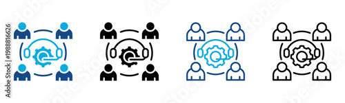 Team Support Icon Multiple Style Vector Illustration