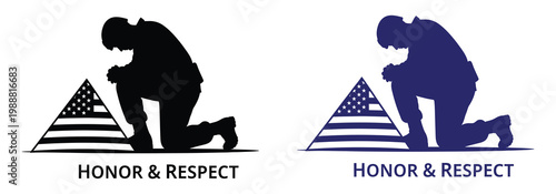 Independence day usa silhouette honoring veterans with patriotic symbols and respect