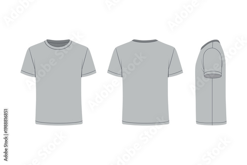 Premium Blank T-Shirt Mockup Vector – Front Back and Side View Minimal Apparel Template