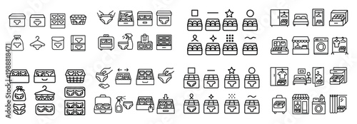 Retail icons with shop basket register colorful