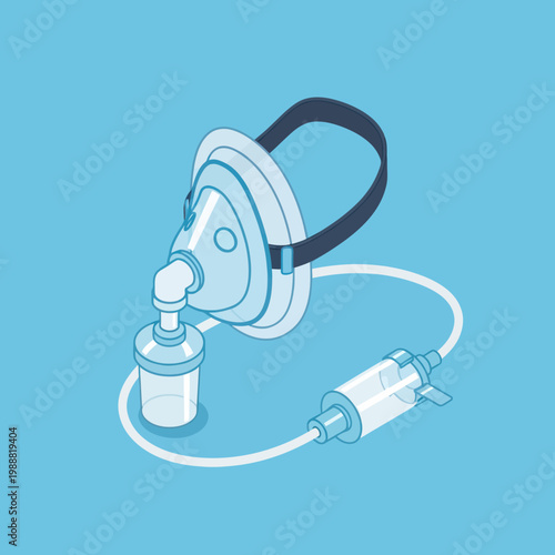 Medical Oxygen Mask with Tube and Nebulizer Attachment.