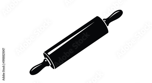 Foto A simple black and white illustration depicts a classic wooden rolling pin on a