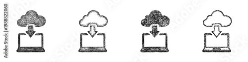 Sketch cloud deployment icon design set