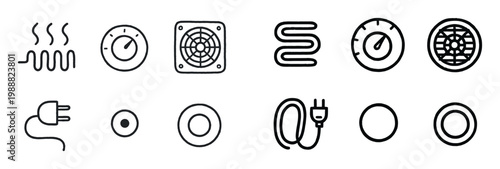 Appliance icons with fan coil plug minimal