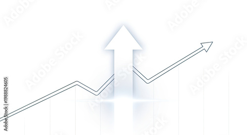 Ascending financial chart line with upward arrow symbolizing growth simple line art in modern style on clean white backdrop