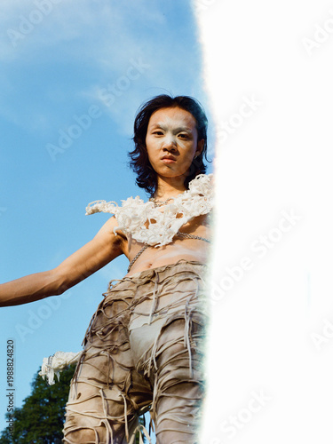 Avant Garde Menswear Portrait with Light Leak