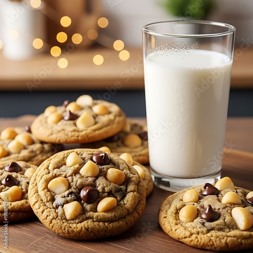 Chewy cookies loaded with chocolate and macadamia nuts, paired with cold milk