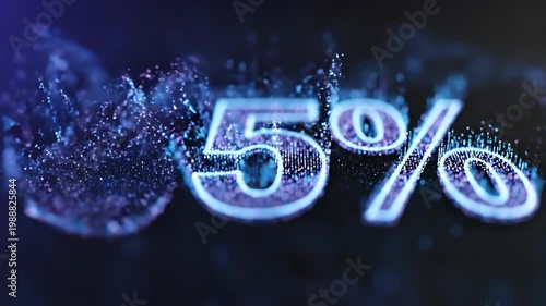 50 Percent Off Digital Sale Sign Glowing With Animated Particles