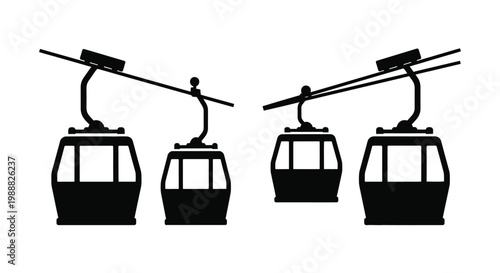Four cable cars suspended in mid air a striking silhouette