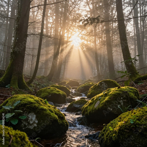 misty morning in the forest