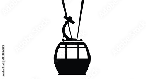 A black silhouette of a cable car suspended in mid air silhouette
