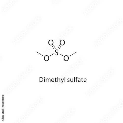 Dimethyl sulfate skeletal structure. sulfate compound schematic illustration. Simple diagram, chemical formula.