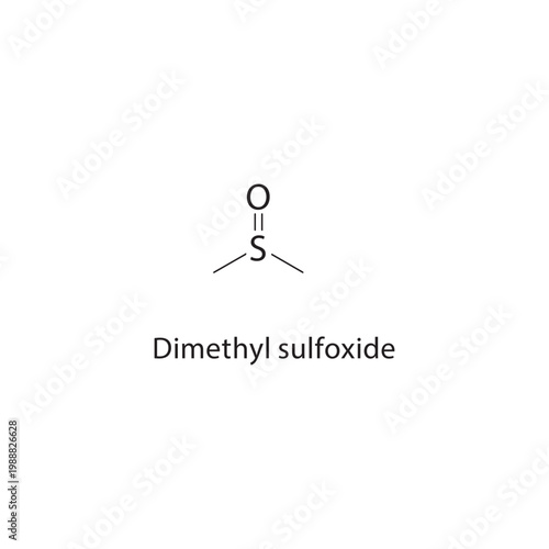 Dimethyl sulfoxide skeletal structure. sulfoxide compound schematic illustration. Simple diagram, chemical formula.