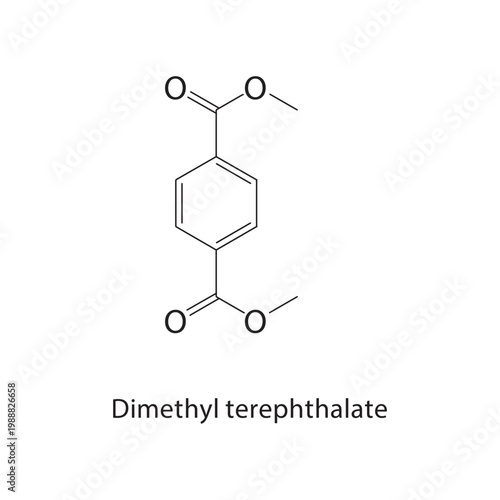 Dimethyl terephthalate skeletal structure. ester compound schematic illustration. Simple diagram, chemical formula.