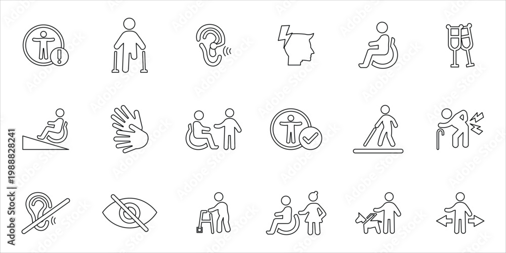 Fotografie disability icons set