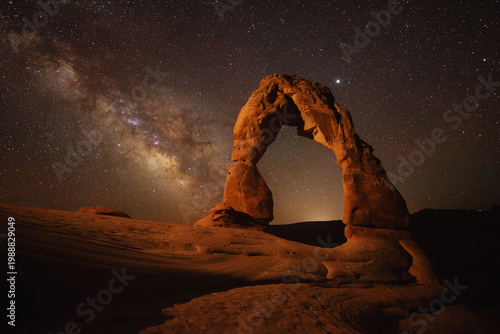 Canvas Print Delicate Arch with Milky Way