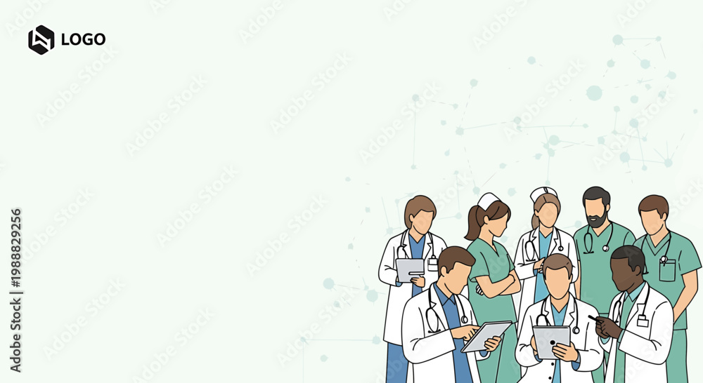 Obraz premium Diverse Medical Team Collaborating with Digital Tablets in Modern Healthcare Setting