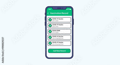 Digital Vaccination Record on Smartphone Screen, Health Passport App Interface
