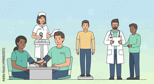 Diverse Medical Team With Patients Receiving Care and Health Checkups