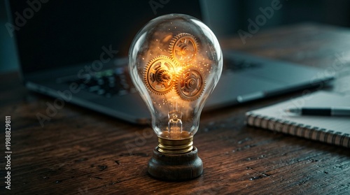 Creative lightbulb with a face symbolizing innovative ideas and inspiration
