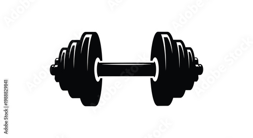 Black dumbbell icon strength training and fitness equipment illustration
