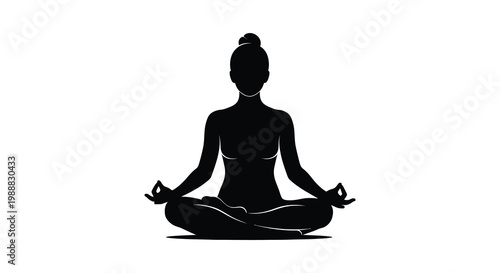 Silhouette of a woman in lotus position a meditative state