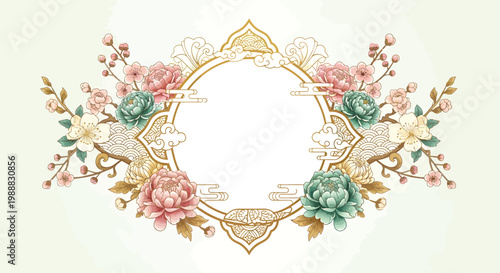 Elegant Floral Border with Ornate Frame for Invitations and Decorative Designs