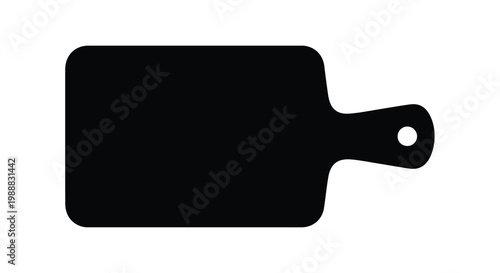 Cuadro en lienzo A simple black silhouette of a wooden cutting board with a handle and hole high