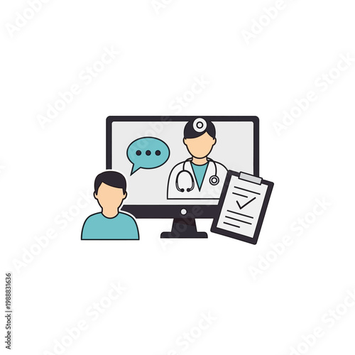 Online medical consultation with doctor.
