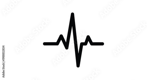 Black and white heartbeat line drawing on white background