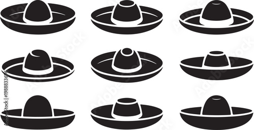 Black and white of various types of hats and caps isolated on white background fedora beret