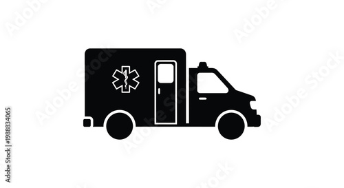Black silhouette of an ambulance with star of life symbol