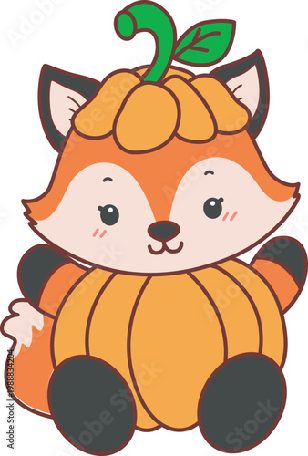 Cute set of Fox sticker with activity. Fox with variation of halloween theme