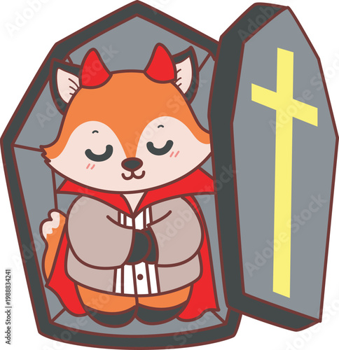 Cute set of Fox sticker with activity. Fox with variation of halloween theme