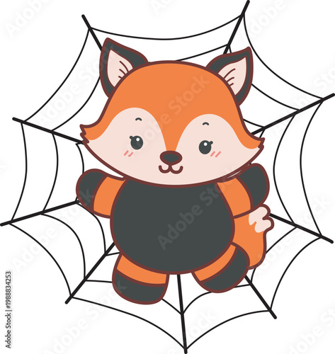Cute set of Fox sticker with activity. Fox with variation of halloween theme