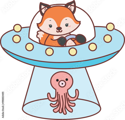 Cute set of Fox sticker with activity. Fox with variation of halloween theme