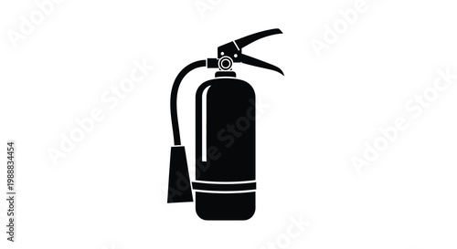 A simple black silhouette depicts a standard fire extinguisher a crucial safety device high quality professional