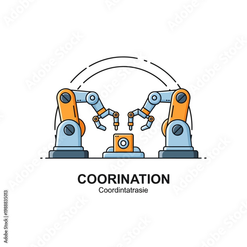 Industrial robotic arms working together.